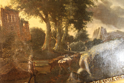 Dipinto antico, Scuola fiamminga di XVI-XVII secolo- paesaggio con figure