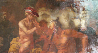 Dipinto antico, Cerchia di Hendrick de Somer (1607-1656) - Mercurio addormenta Argo suonando il flauto