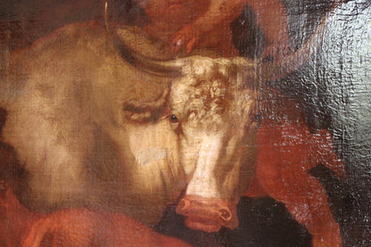 Dipinto antico, Cerchia di Hendrick de Somer (1607-1656) - Mercurio addormenta Argo suonando il flauto