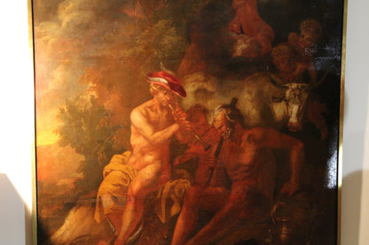 Dipinto antico, Cerchia di Hendrick de Somer (1607-1656) - Mercurio addormenta Argo suonando il flauto