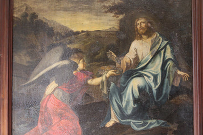 Dipinto antico (XVII secolo) dell'ambito di Philippe De Champaigne- Cristo e l'Angelo