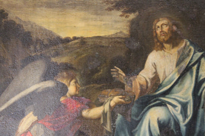 Dipinto antico (XVII secolo) dell'ambito di Philippe De Champaigne- Cristo e l'Angelo