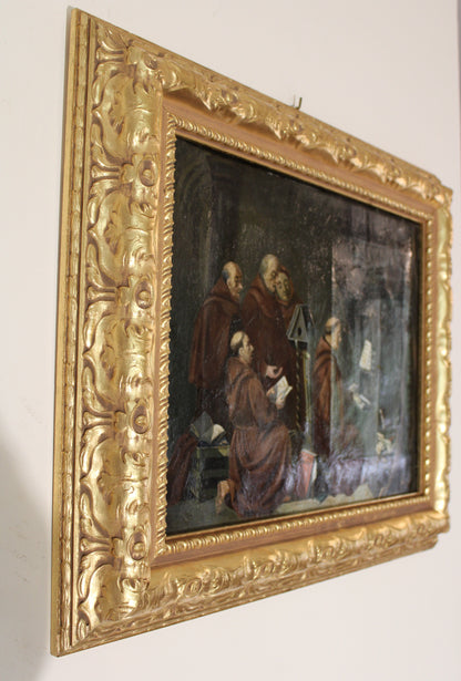 Paul Thomas (1859-1910) - Scène d'intérieur avec des moines chantant