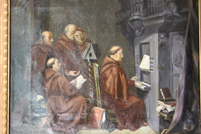 Paul Thomas (1859-1910) - Scène d'intérieur avec des moines chantant