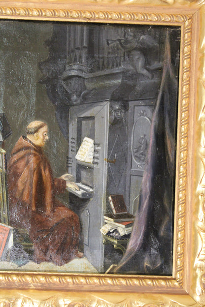 Paul Thomas (1859-1910) - Scène d'intérieur avec des moines chantant