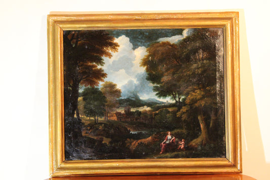 Francisque Millet(1642-1679) Paesaggio con Venere e Amore