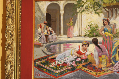 Fabio Fabbi(1861-1945) Scena Orientale con Harem