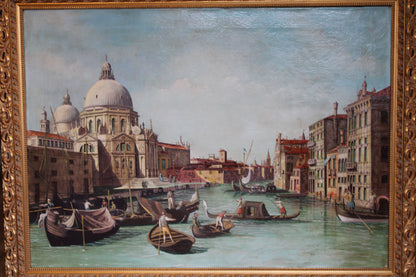 Giovanni Antonio Canal, detto Canaletto(1697-1768), Scuola di - Veduta del Canal Grande verso occidente con la chiesa della Salute
