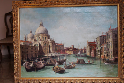 Giovanni Antonio Canal, detto Canaletto(1697-1768), Scuola di - Veduta del Canal Grande verso occidente con la chiesa della Salute