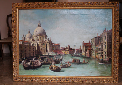 Giovanni Antonio Canal, detto Canaletto(1697-1768), Scuola di - Veduta del Canal Grande verso occidente con la chiesa della Salute