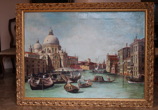 Giovanni Antonio Canal, detto Canaletto(1697-1768), Scuola di - Veduta del Canal Grande verso occidente con la chiesa della Salute