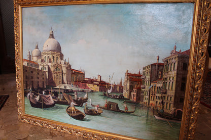 Giovanni Antonio Canal, detto Canaletto(1697-1768), Scuola di - Veduta del Canal Grande verso occidente con la chiesa della Salute