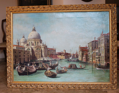 Giovanni Antonio Canal, detto Canaletto(1697-1768), Scuola di - Veduta del Canal Grande verso occidente con la chiesa della Salute