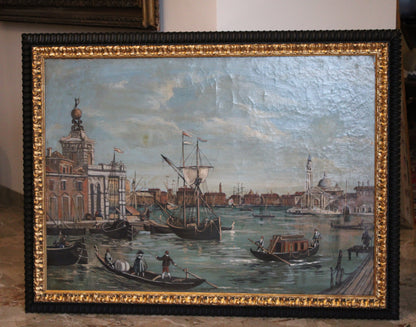 Francesco Guardi(1712-1793)- Cerchia di - Veduta di Punta della Dogana