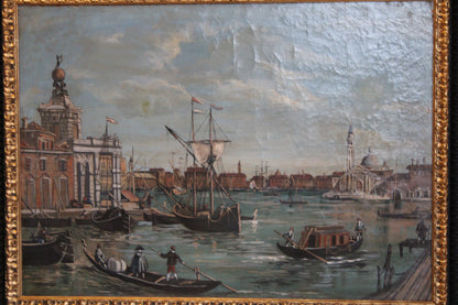 Francesco Guardi(1712-1793)- Cerchia di - Veduta di Punta della Dogana
