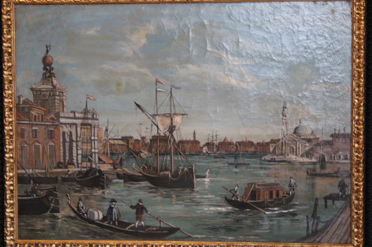 Francesco Guardi(1712-1793)- Cerchia di - Veduta di Punta della Dogana