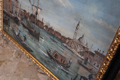 Francesco Guardi(1712-1793)- Cerchia di - Veduta di Punta della Dogana