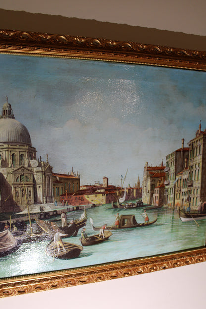 Dipinto antico di scuola veneta dei primi dell'Ottocento di un seguace di Canaletto- Veduta del Canal Grande