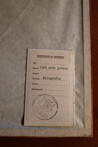 Stampa del XVI secolo di argomento sacro- Gesù e san Pietro camminano sulle acque