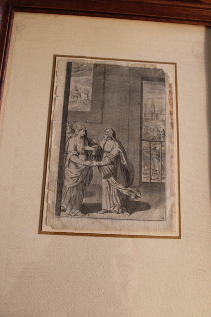 Stampa del XVI secolo di argomento religioso- Visitazione di Maria
