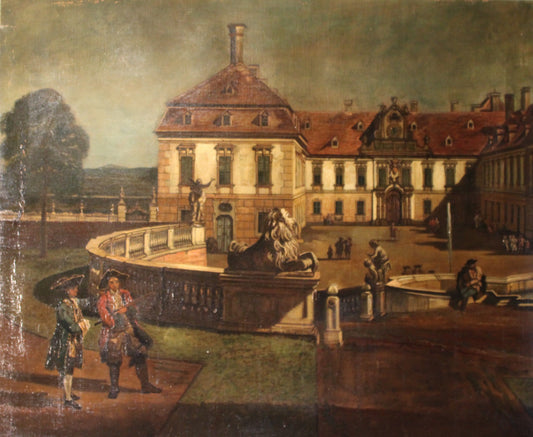 Bernardo Bellotto (1722-1780), Nello stile di (after) - Veduta del castello imperiale dello Schloss Hof