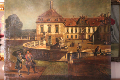 Cerchia di Bernardo Bellotto(1721-1780)- Veduta della residenza imperiale dello Schloss Hof