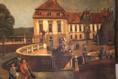 Cerchia di Bernardo Bellotto(1721-1780)- Veduta della residenza imperiale dello Schloss Hof