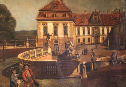 Bernardo Bellotto (1722-1780), Nello stile di (after) - Veduta del castello imperiale dello Schloss Hof