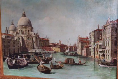 Dipinto antico di scuola veneta dei primi dell'Ottocento di un seguace di Canaletto- Veduta del Canal Grande
