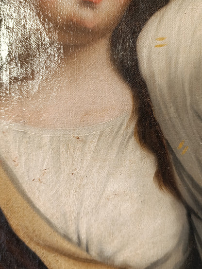 Tableau de maître ancien, école anglaise (XVIIIe-XIXe siècle) - Jeune fille au panier de fruits