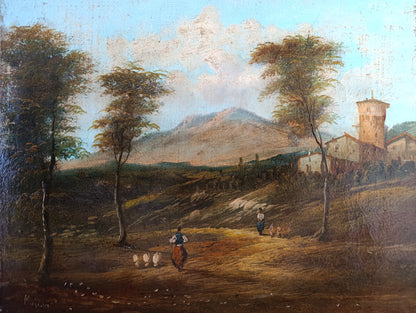 Peinture ancienne, École d'Italie du Nord du début du XIXe siècle - Paysage