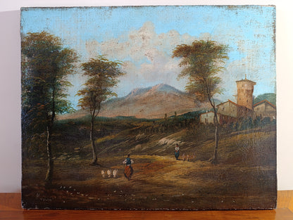 Peinture ancienne, École d'Italie du Nord du début du XIXe siècle - Paysage