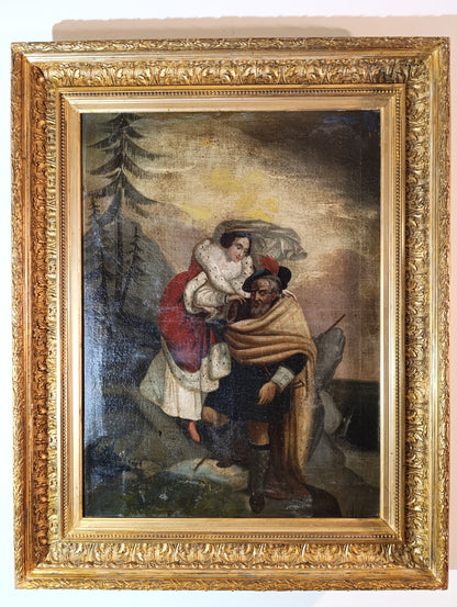 Dipinto antico, Scuola italiana(XVIII)- Scena galante