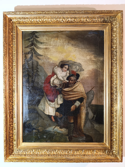 Dipinto antico, Scuola italiana(XVIII)- Scena galante