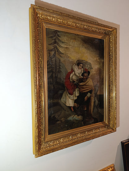 Dipinto antico, Scuola italiana(XVIII)- Scena galante