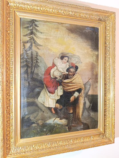 Dipinto antico, Scuola italiana(XVIII)- Scena galante