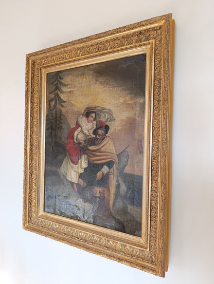 Dipinto antico, Scuola italiana(XVIII)- Scena galante