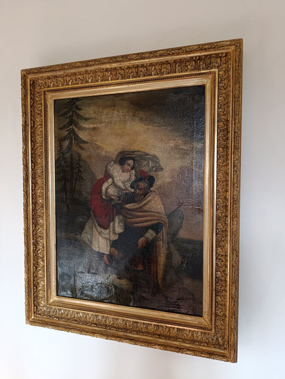 Dipinto antico, Scuola italiana(XVIII)- Scena galante