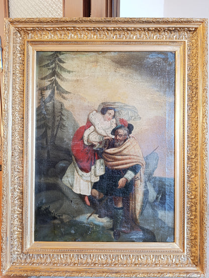 Dipinto antico, Scuola italiana(XVIII)- Scena galante