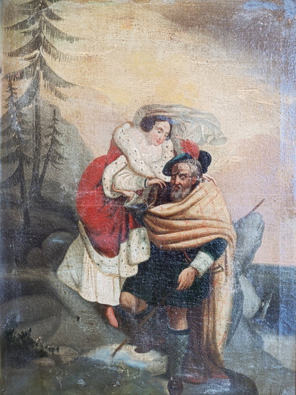 Dipinto antico, Scuola italiana(XVIII)- Scena galante