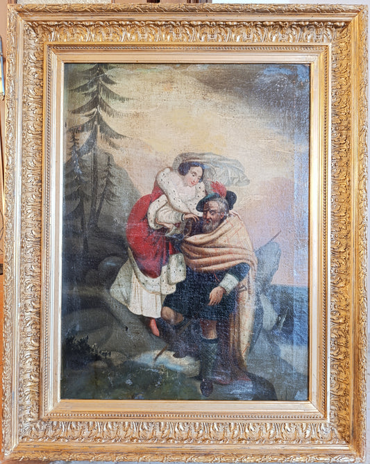 Dipinto antico, Scuola italiana(XVIII)- Scena galante