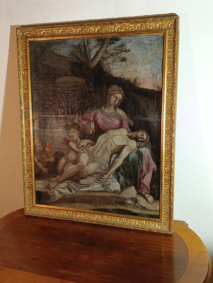 Peinture du XVe siècle - Pietà de l'école italienne