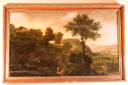 Antico dipinto-Jan Both (1618-1652), Circolo di - Paesaggio con figure