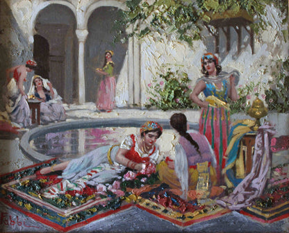 Fabio Fabbi (1861-1945) Oriental Scene with Harem