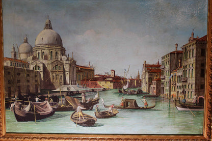 Dipinto antico di scuola veneta dei primi dell'Ottocento di un seguace di Canaletto- Veduta del Canal Grande